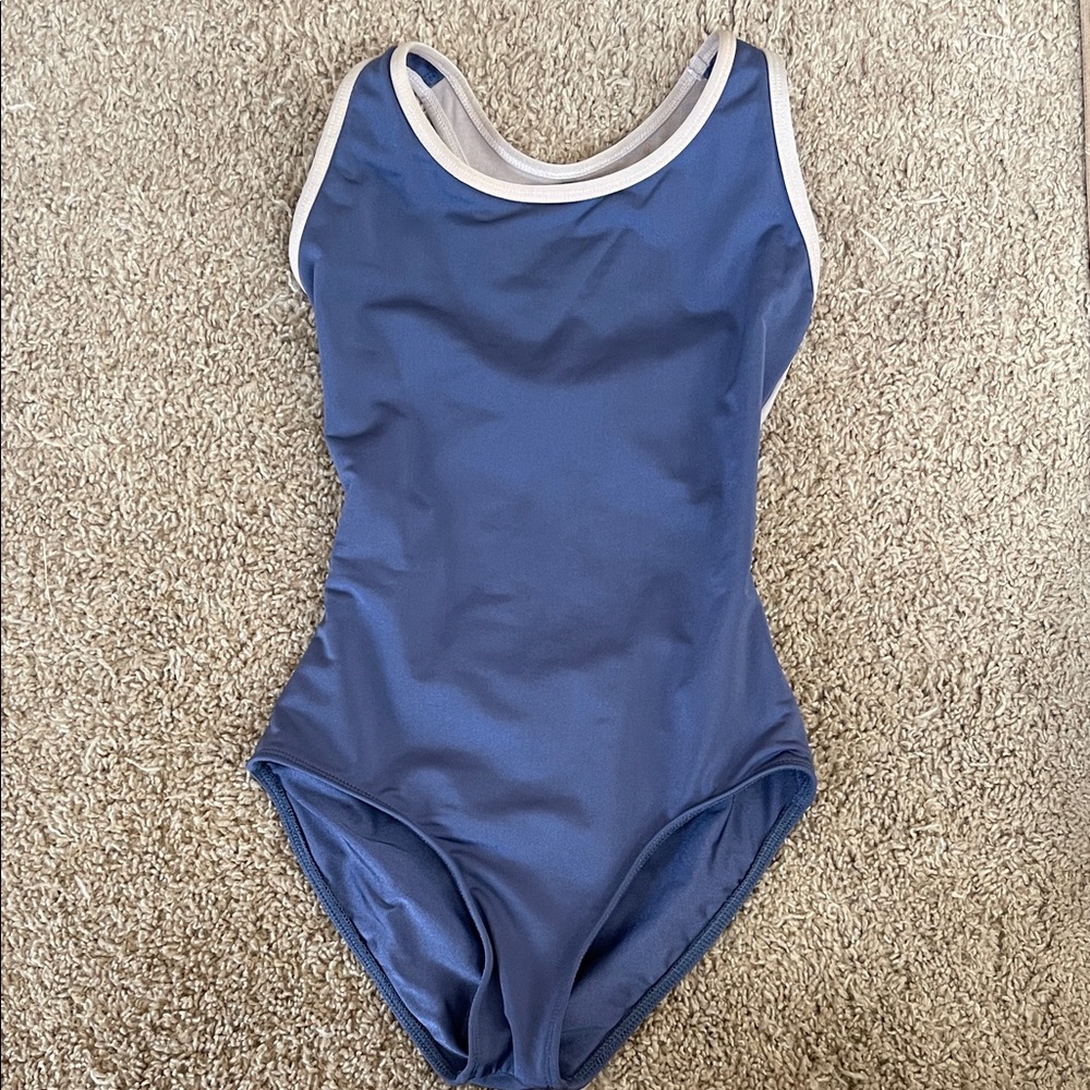 Mariia Crown women’s blue/light pink mesh back tank leotard XS
